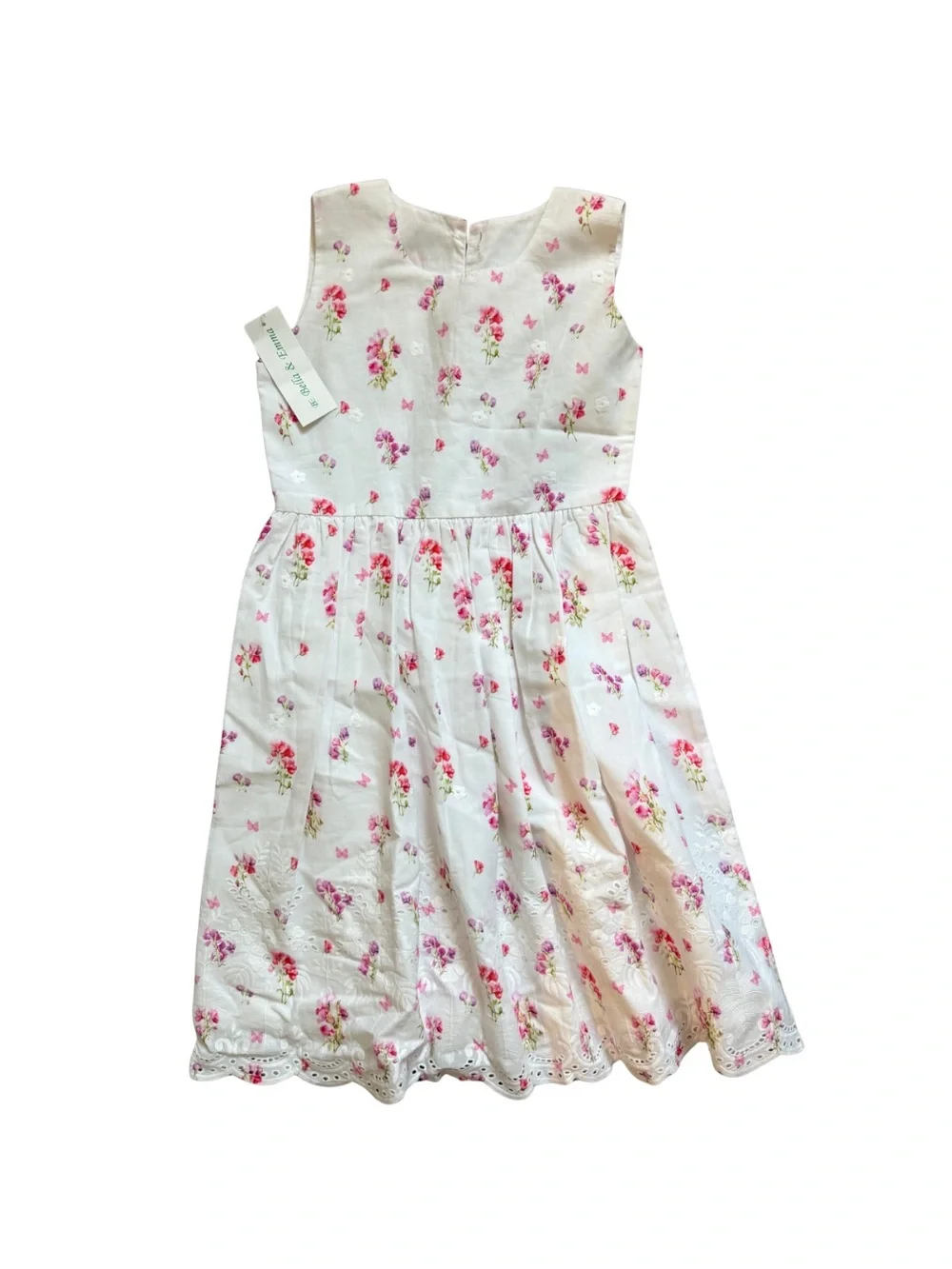 Girls White Floral Sleeveless Dress NWT